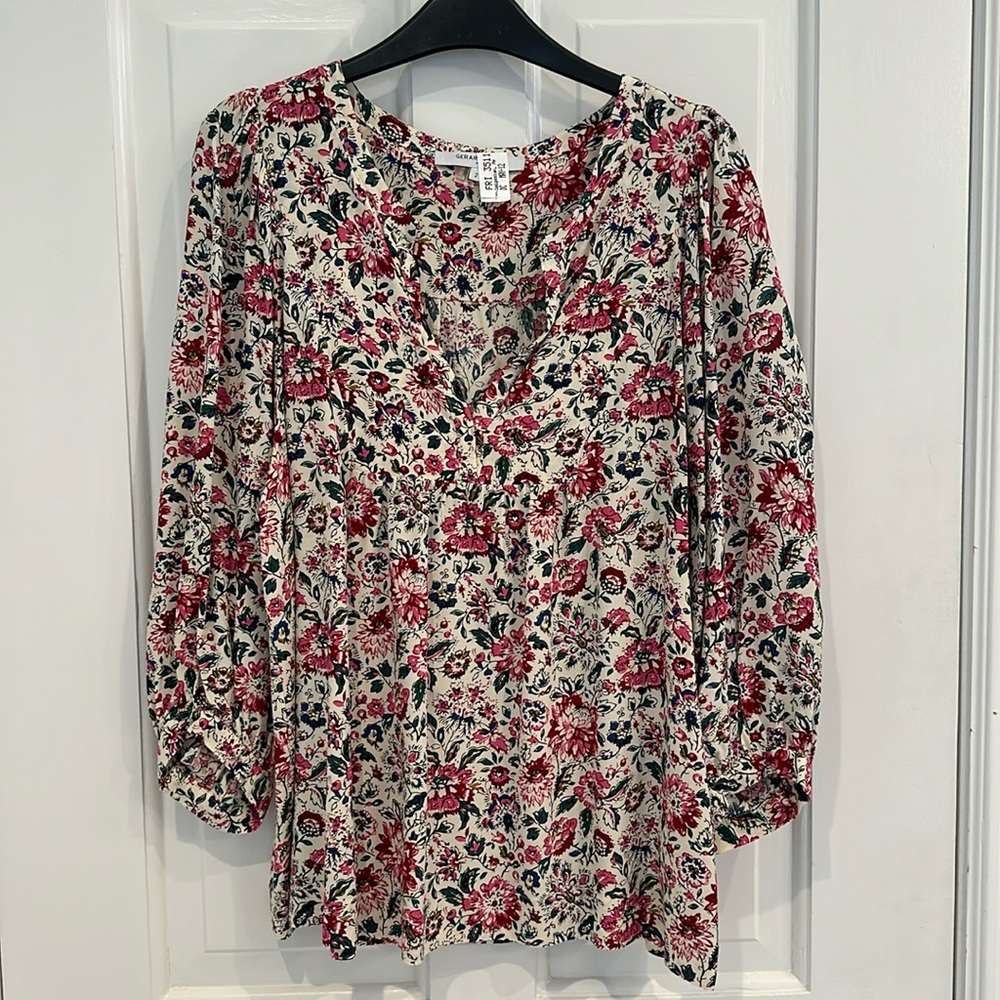 Gerard Darel Charles Floral Print Blouse Top Shirt 2 M